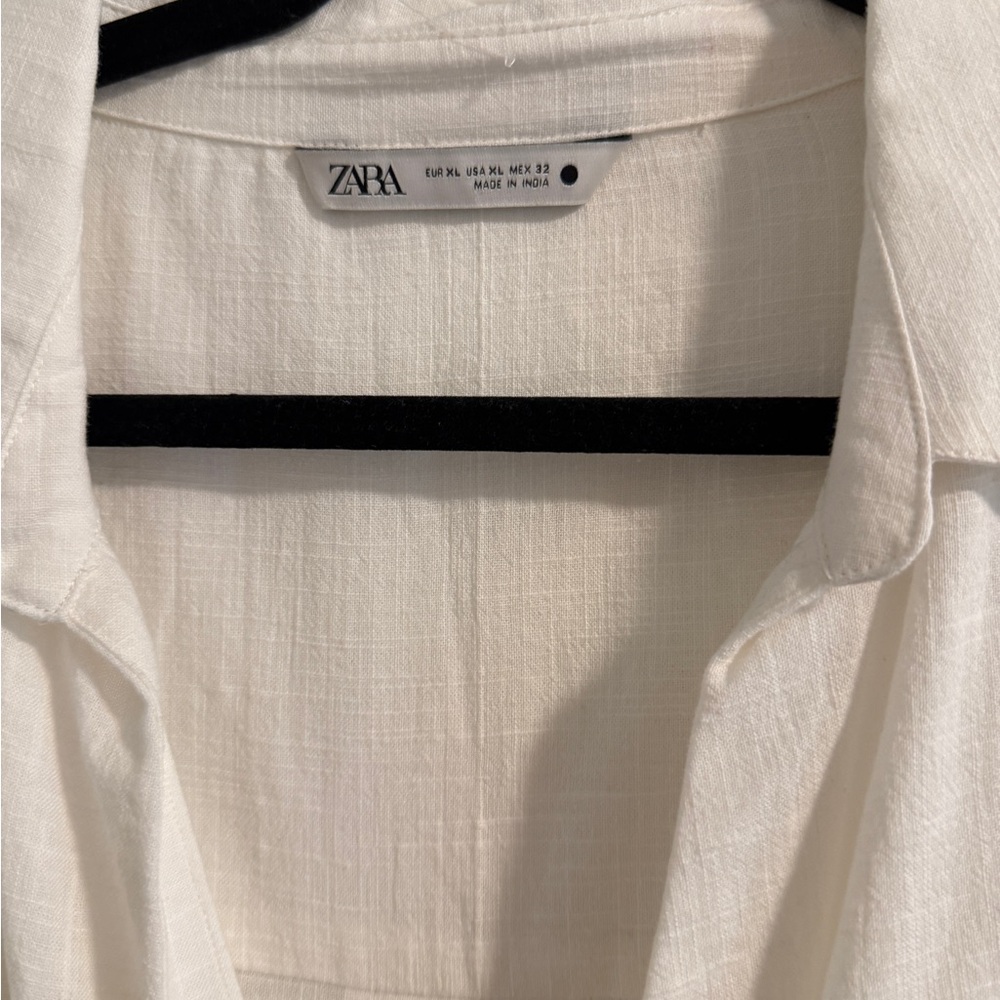 Zara White Longline Knotted Tie-Front Blouse - Picture 5 of 8